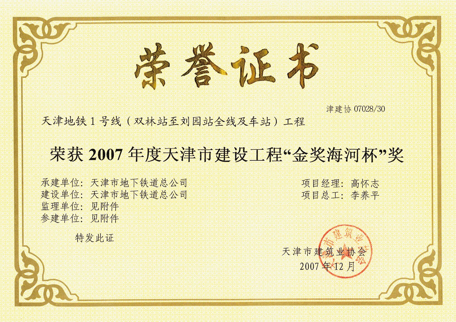 “金奖海河杯”奖